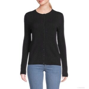Saks Fifth Avenue Women’s Button Front Cashmere Cardigan Black Size Small NWT